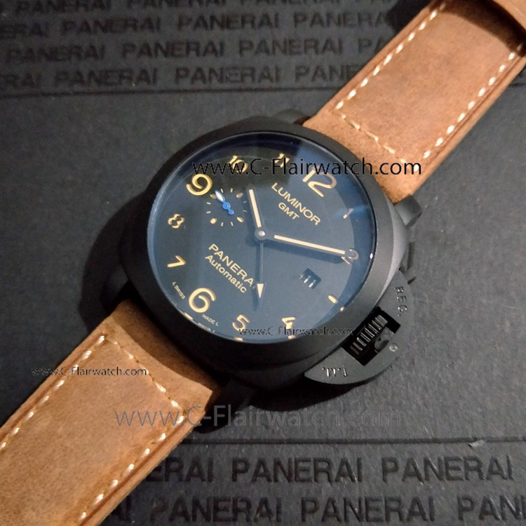Copy Panerai PAM 1441 Luminor GMT Automatic Watch Black Steel